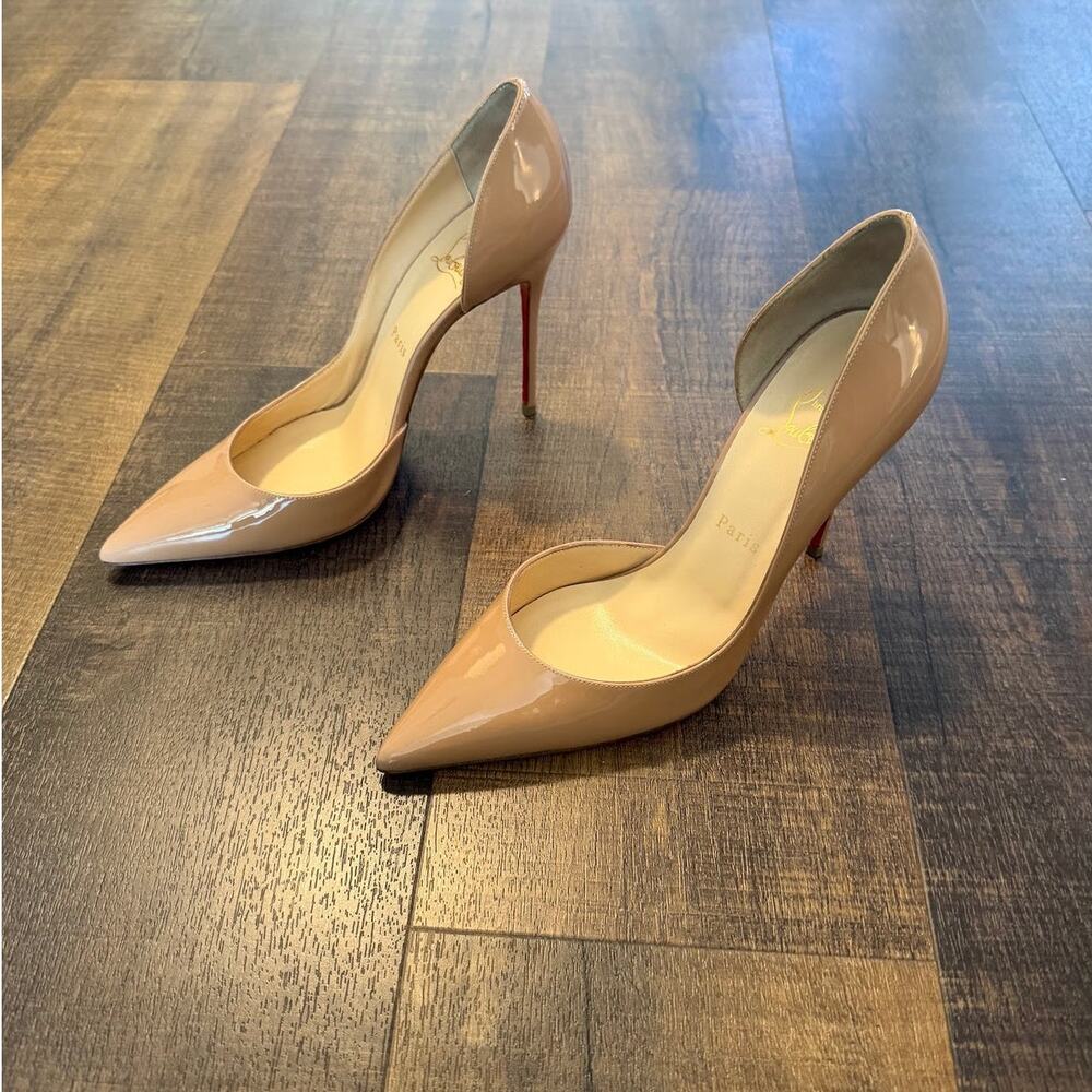 Christian Louboutin Iriza Nude Patent D'Orsay Pumps Size 39.5 - Picture 5 of 12